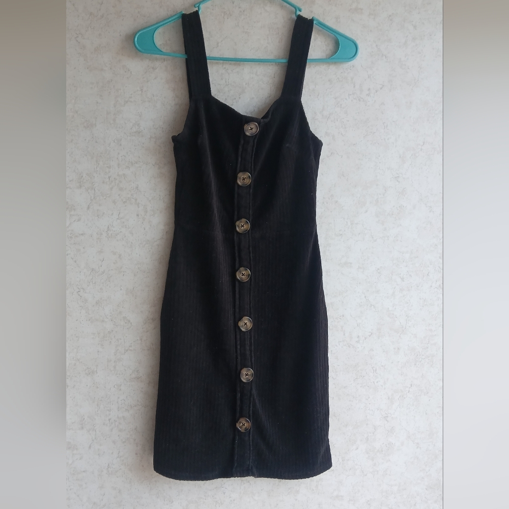 No Boundaries Black Button-Front Midi Dress